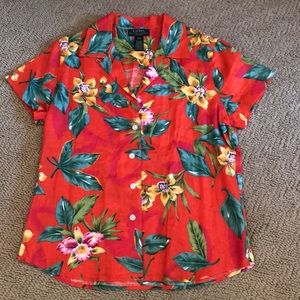 Ralph Lauren orange linen Hawaiian shirt